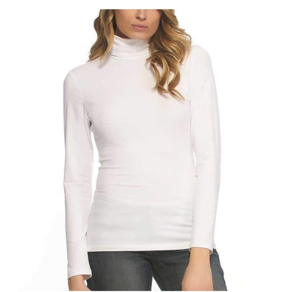 Felina White Long Sleeve Turtleneck Top